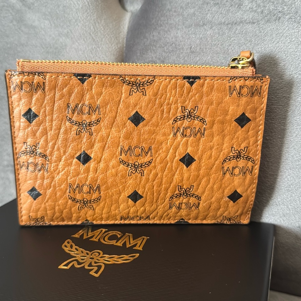 MCM Cognac Brown Leather Key/Coin Pouch